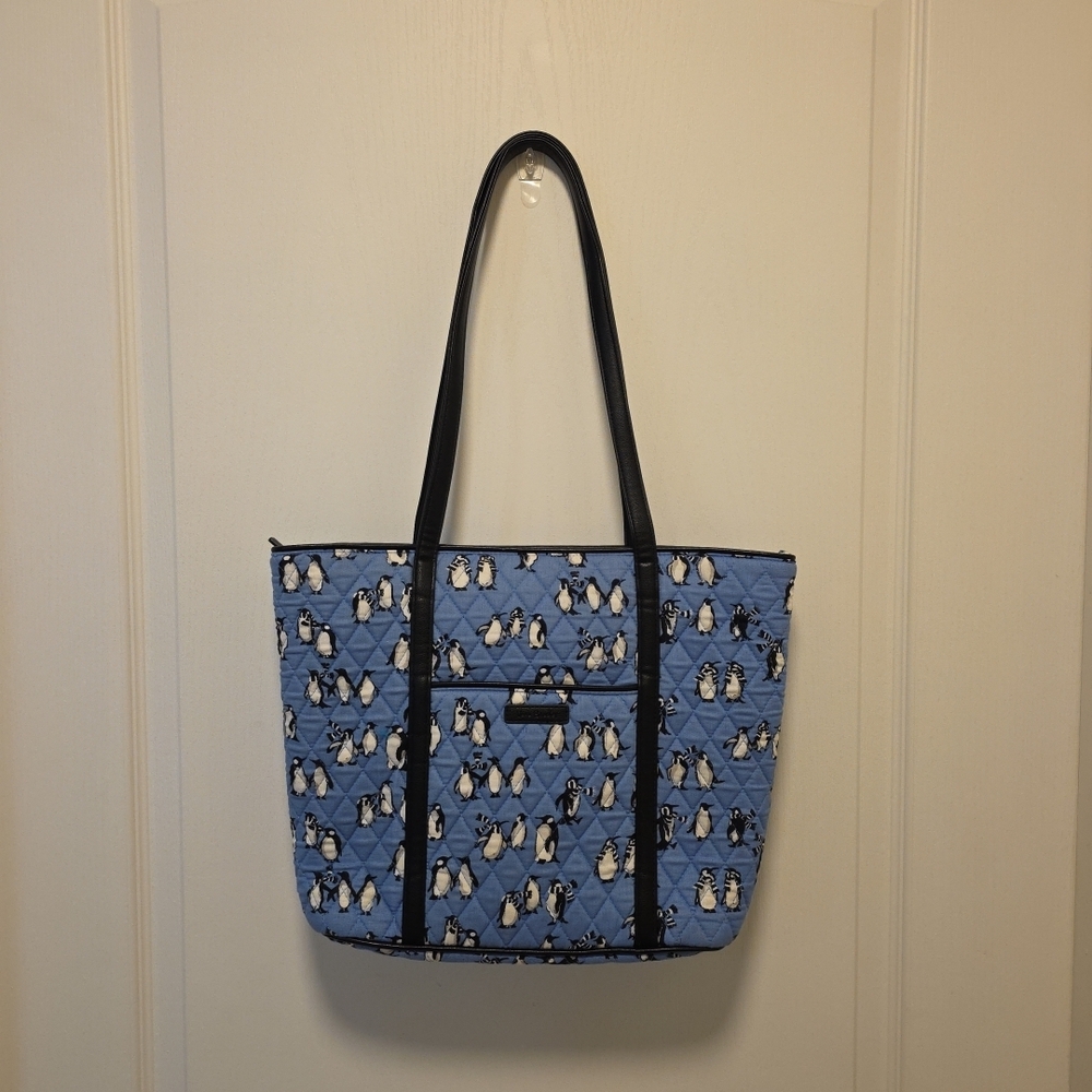 Vera Bradley Light Blue Penguin Print Tote